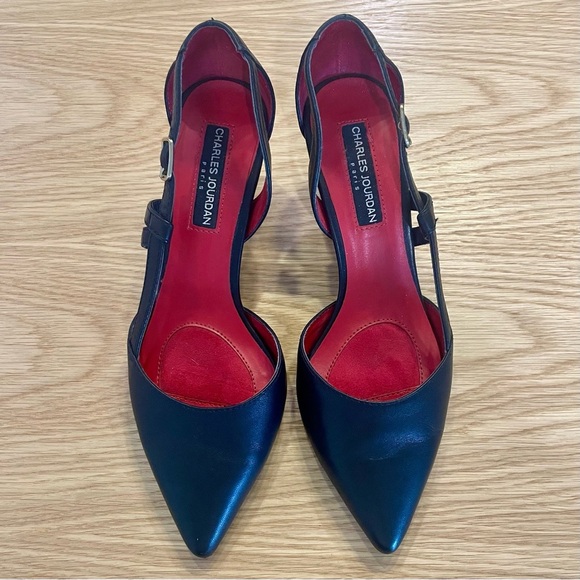Charles Jourdan Black Heels with Red Interior - Picture 2 of 6